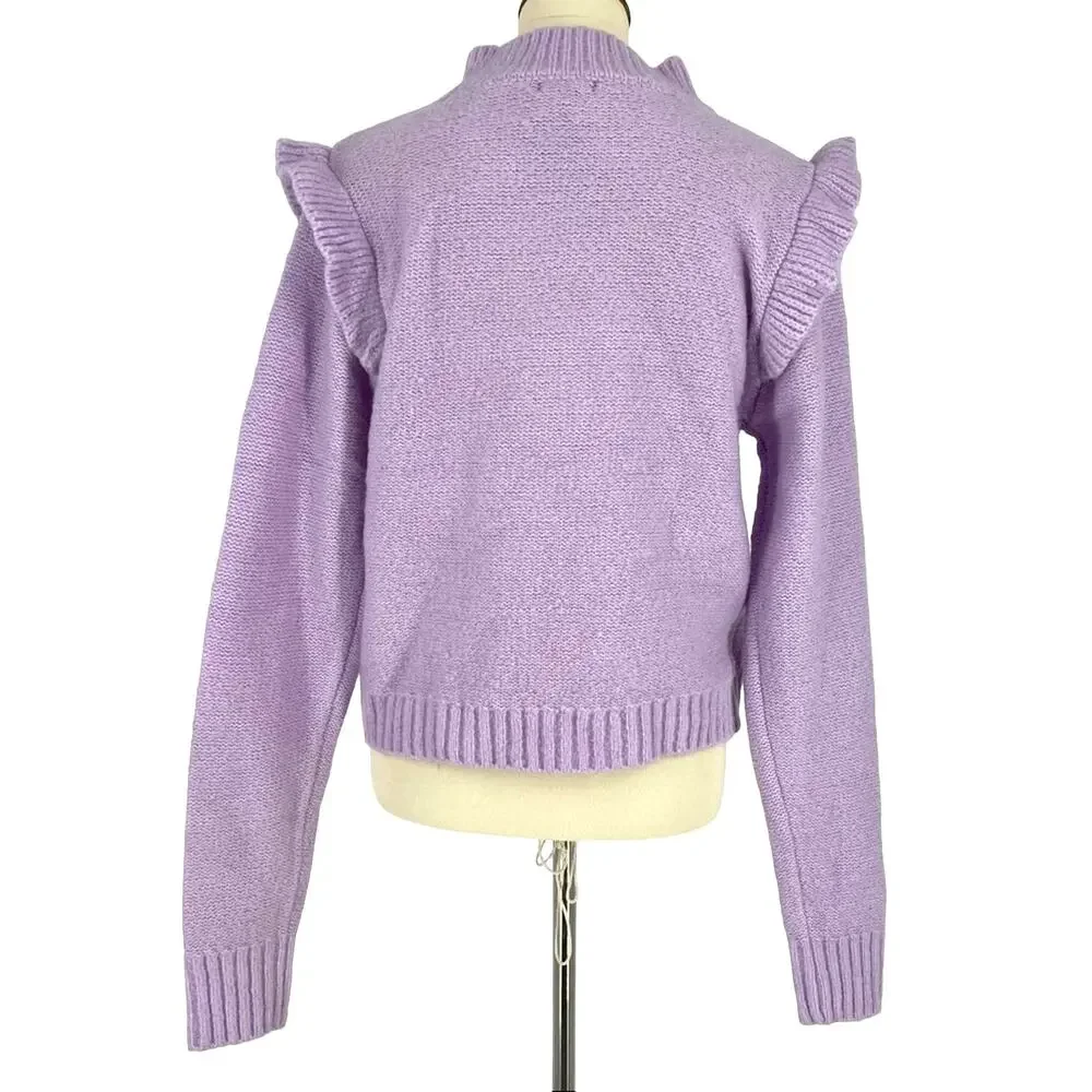 Wild Fable Purple Sweater Size Large Ruffle Sleeve‎